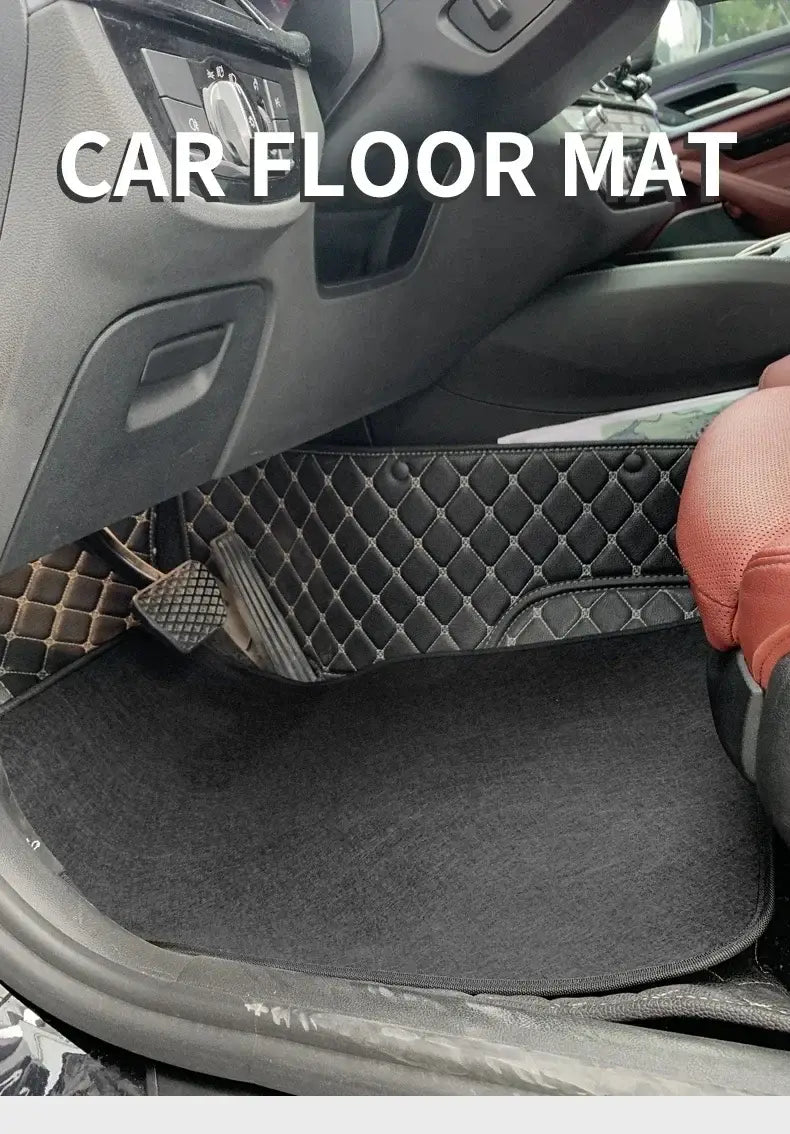 Alfombrillas para el piso del automóvil con rombos negros, juego para la parte delantera y trasera, con costuras de rombos negros, una superficie texturizada tipo felpa y bordes reforzados para mayor durabilidad.