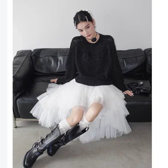 New Design with Multi-layered Solid Color Asymmetry and White Tutu Skirt for Parties
