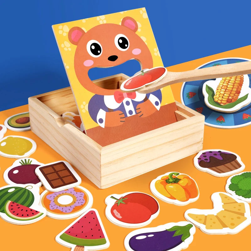 Parent Child Simulation Teddy Bear Feeding Game, Early Childhood Education, Baby's Fine Action, Spoon Training Toy
