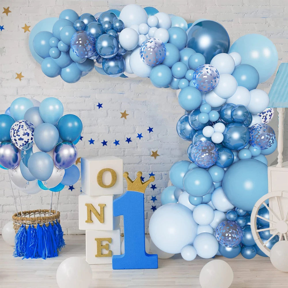 Blue Balloon Garland Arch Kit Happy Birthday Party Set Decorations Confetti Ballons Baby Shower Baloon Wedding BG Decor Globos