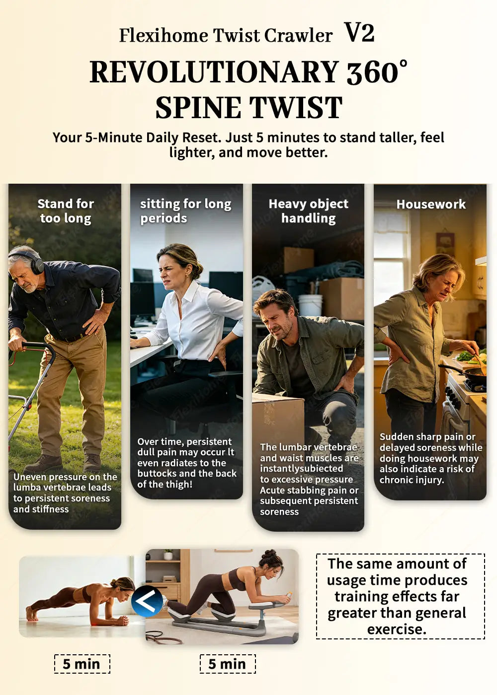flexihome twist crawler v2 is a sleek metallic gray abdomen exercise portable back stretching crawling machine designed with an ergonomic structure for spine alignment and posture correction.