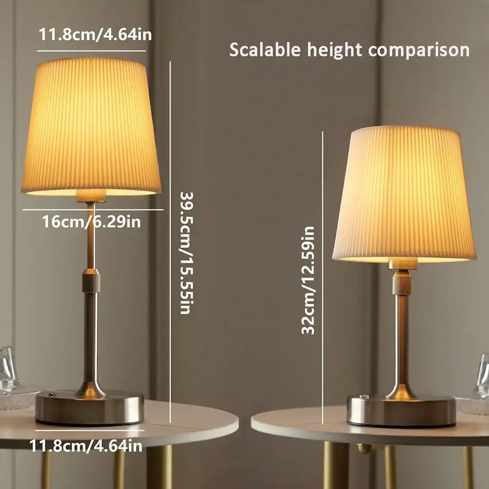 Modern brass-finished table lamp with pleated beige fabric shade led fabric book light suitable for bedrooms hotels and restaurants