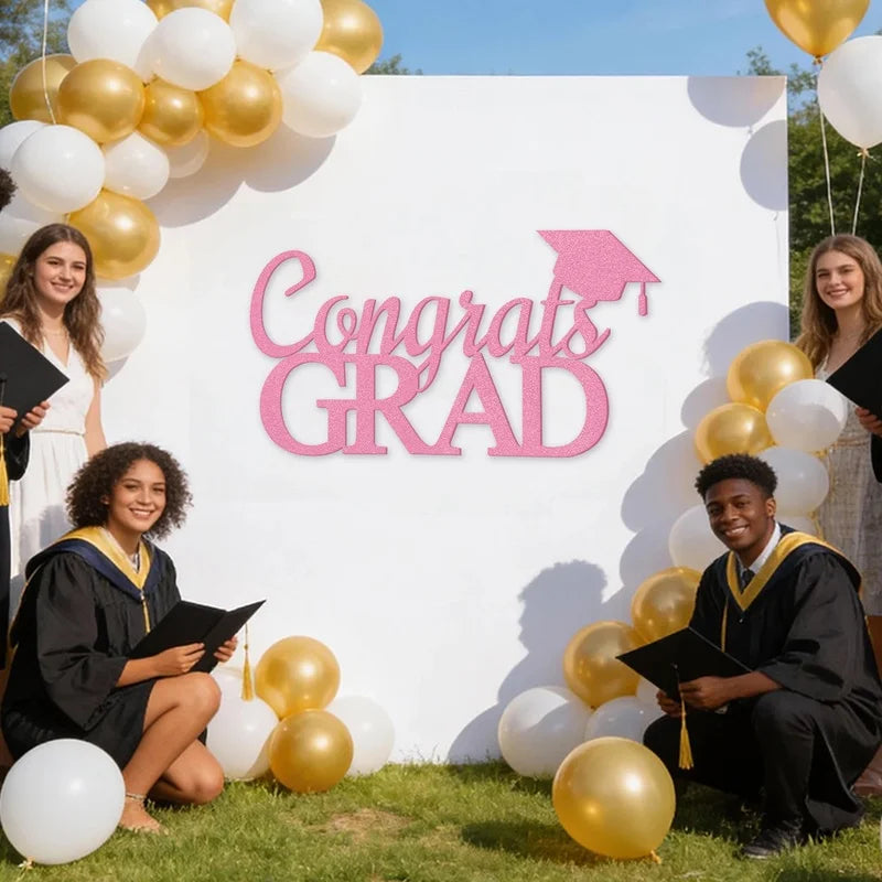 Class of 2026 Golden Graduation Felt Wall Stickers Party Decoration University Student Graduation Ceremony withGRAD Bachelor Hat