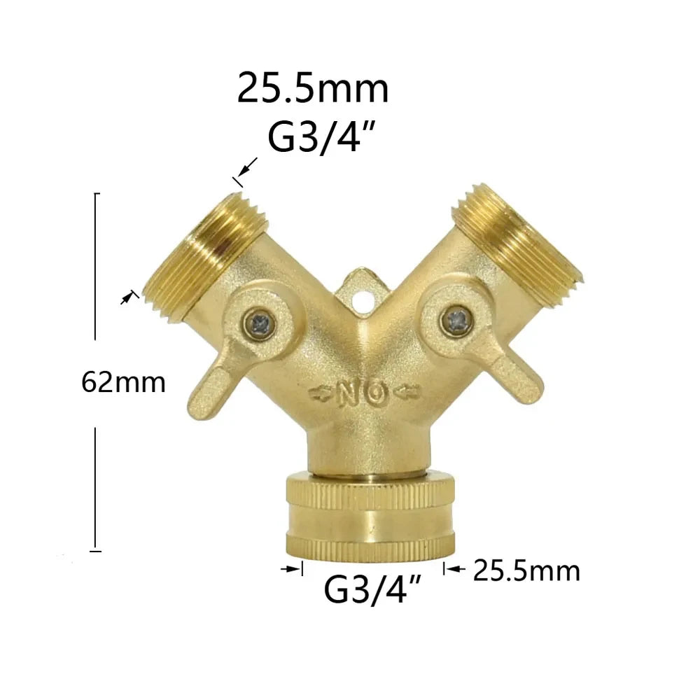 Garden Watering Tools - Double-Pass Nipple Ball Valves Y-Type Hose Connectors Three-Way Splitter Distributors for Lawn Sprinkler
