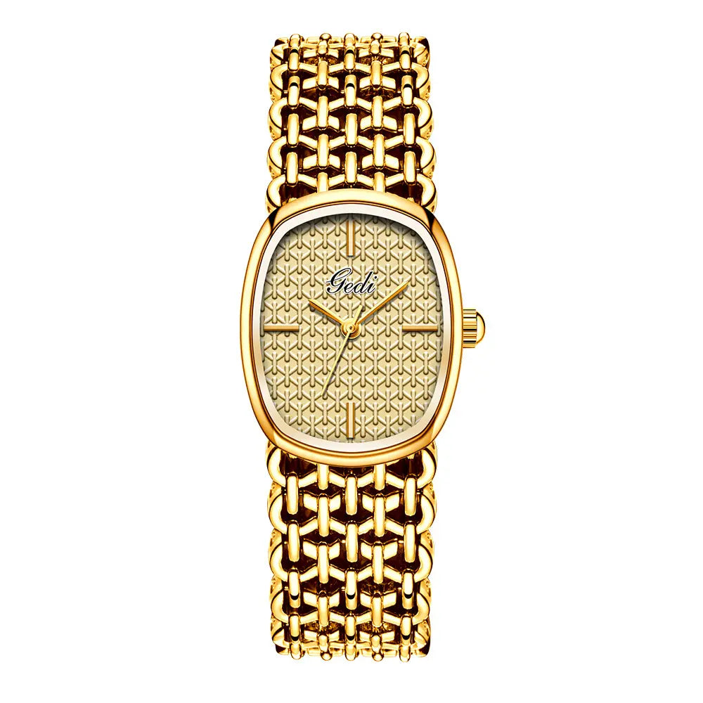 GEDI Brand Women Watches Luxury Golden Oval Dial Chain Bracelet Watches for Woman Ladies Watch Fashion Elegant Quartz Watch