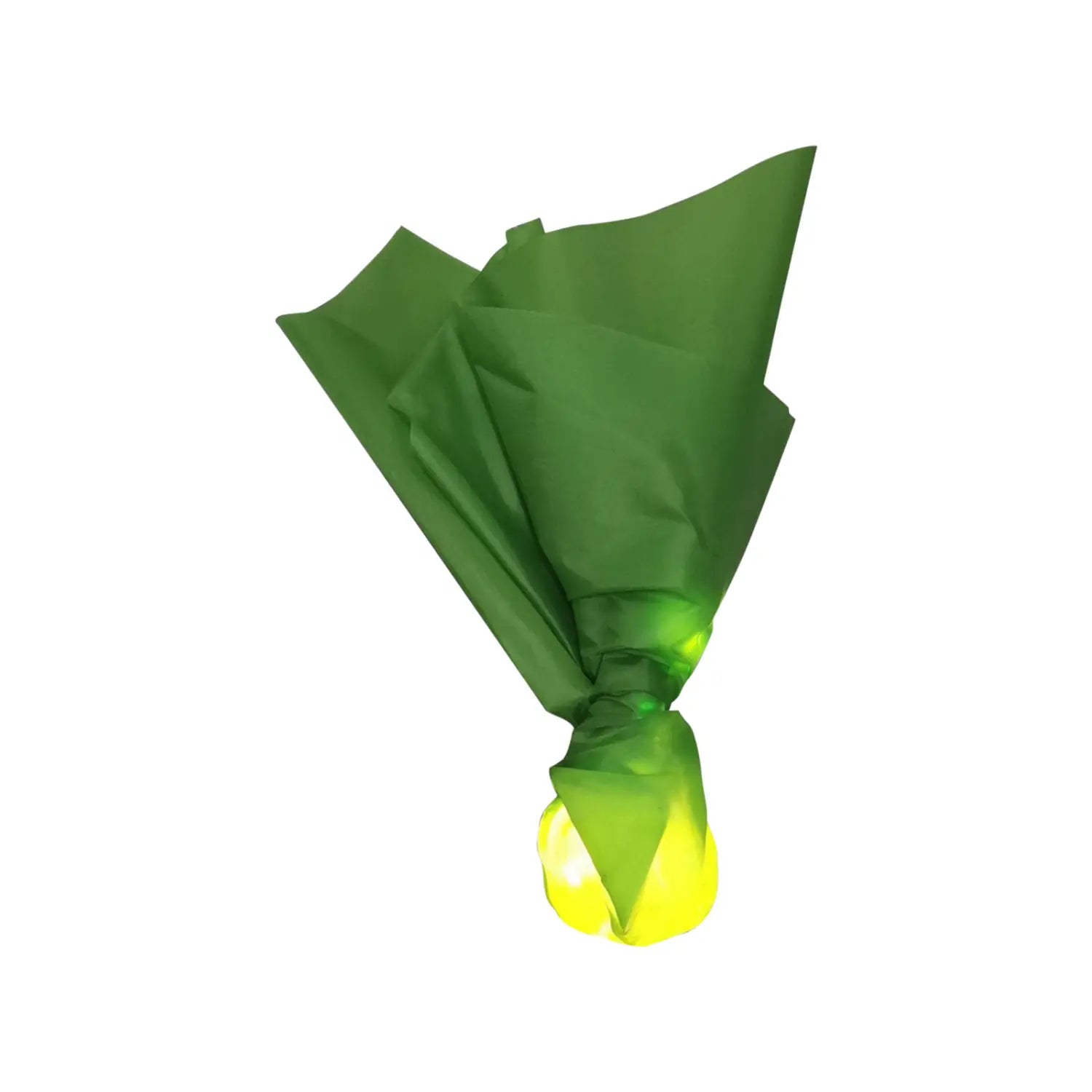 a compact dark green umbrella with a glowing yellow tip designed as a floating fireball led halloween prop