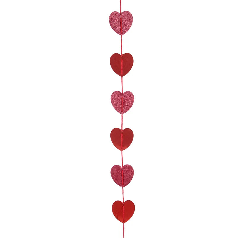 Valentines Day Red Heart Banner Garland Bunting Love Heart Paper Banner Valentines Day Decoration Birthday Party Banner String