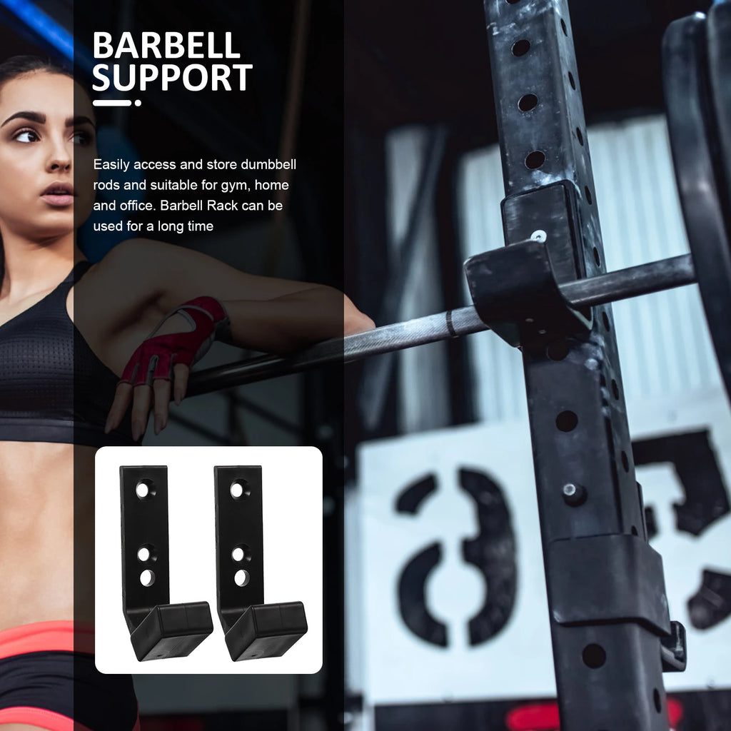 2PCS Barbell Stand Hook Gym Equipment Barbell Bracket Hooks Wall Mounted Mount Weight Bar Holder Fitness Equipment Rack Storage