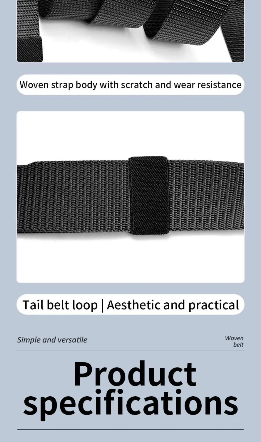 men canvas belt automatic buckle in black features a woven design with a tail loop for casual use