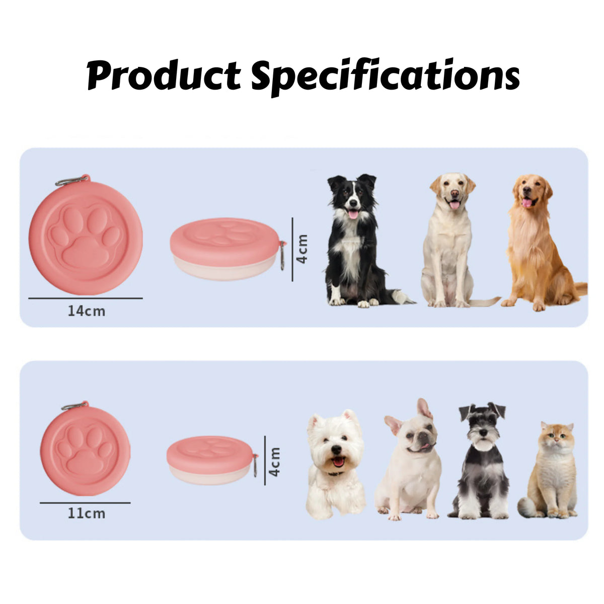 2-in-1 Portable Pet Travel Bowl with Treat Storage, Outdoor Dog Food Water Dish for Hiking Camping Walking