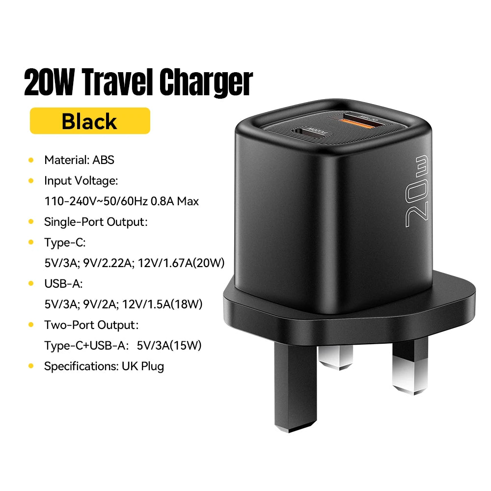 Essager 20W USB C Charger Portable Type C Charger Support PD Fast Charging For iPhone 16 15 14 13 12 11 Pro Max 8 Quick Charger