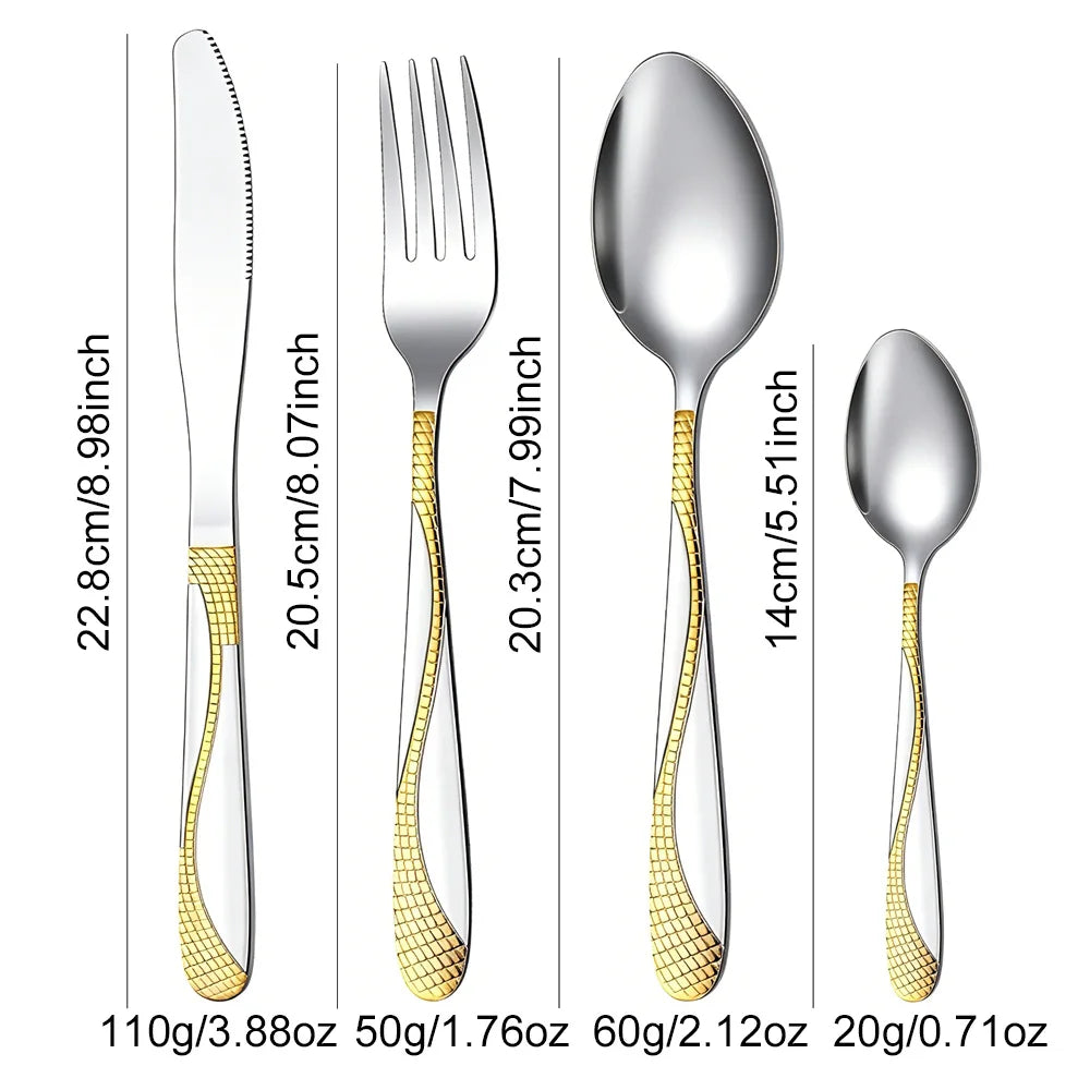 8Pcs Cutlery Sets Stainless Steel Black Tableware Knife Tea Fork Tea Spoon Flatware Dishwasher Safe Dinner Kitchen Dinnerware