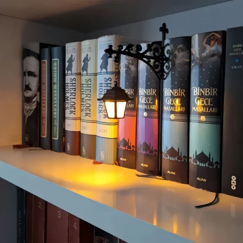 Library Lantern-Decorative Bookshelf Lighting, Warm LED Nightlight, Miniature Shelf Light, Home Desk Hanging Ornament