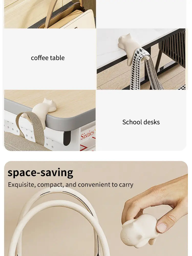 White ceramic cat desk hook silicone organizer with a smooth glossy finish and minimalist design.