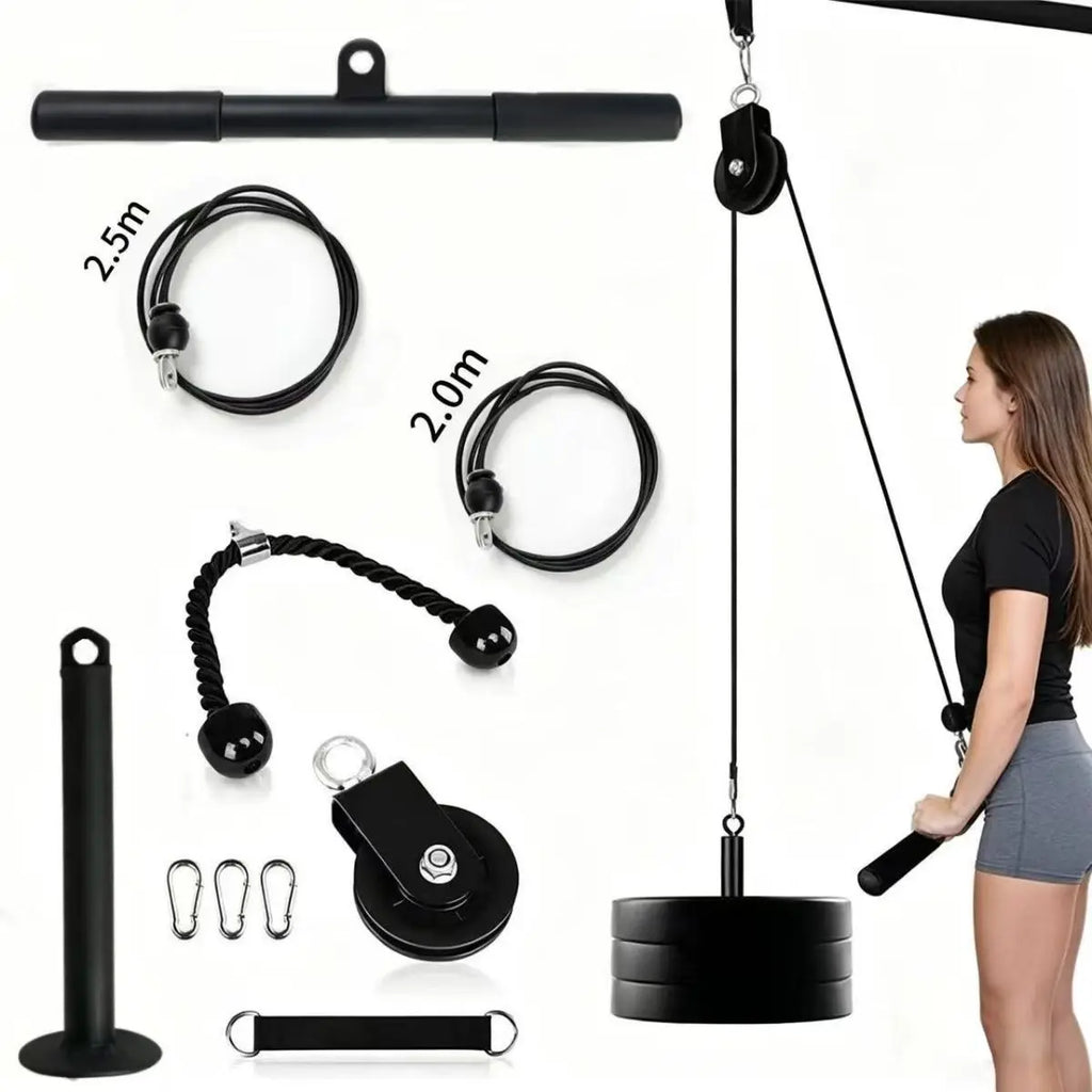 DIY Home Gym Complete Kit, Silent Stainless Steel Cable Pulley System for Lat Pulldown, Low Row and Chest Fly Strength Workout