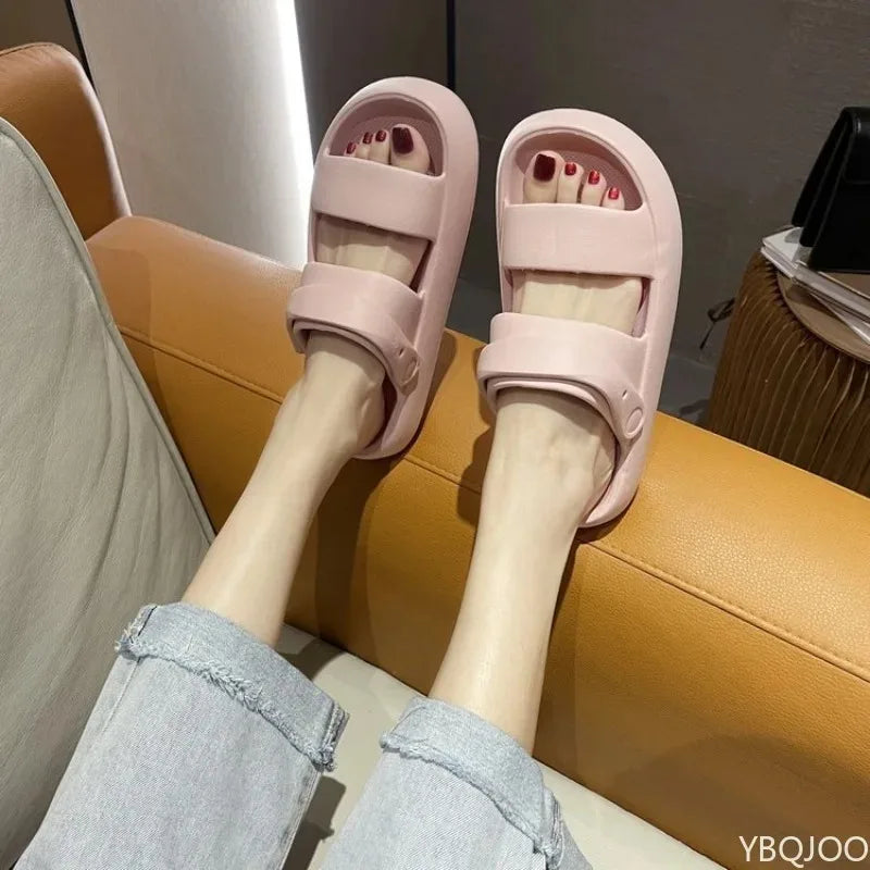 New Slippers Casual Breathable comfortable Sandals for Women Home Slippers With Snaps Non-slip Platform Beach Shoes Fashion