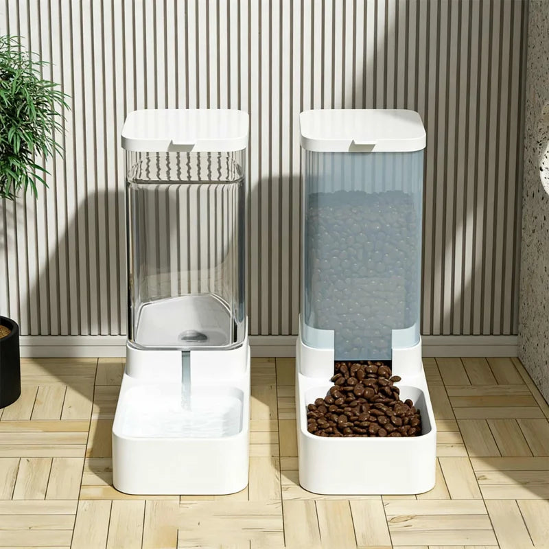Pet Automatic Feeding and Watering Set1-2Gravity Dual-Function Design Universal Water Feeder for Cats and Dogs
