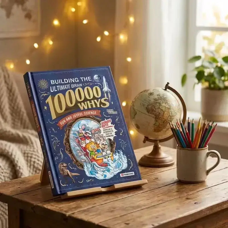 Ein blaues Hardcover-Buch mit dem Titel Building the Ultimate Brain 10000 Whys von Gareth Williams, das in der Buchreihe 100000 Whys Kids Science Encyclopedia zu sehen ist.