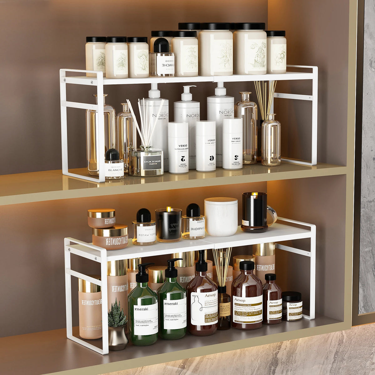 Bathroom Mirror Cabinet Storage Box, Bathroom Cabinet Partition Organizer, Cosmetics Shelf Combination, Layered Storage Solution