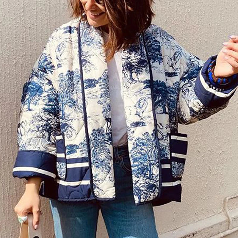 Winter Coats Women Fashion Long Sleeve Warm Jackets For Women Print Pocket Outwear Casual Cardigan 2023