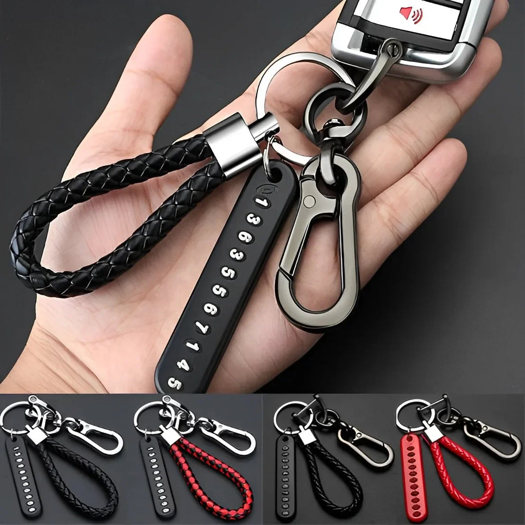 Car Key Chain Anti-lost Key Ring Men's Female Simple Key Lanyard Pendant Mobile Phone Number Plate Keychain Auto Accessories