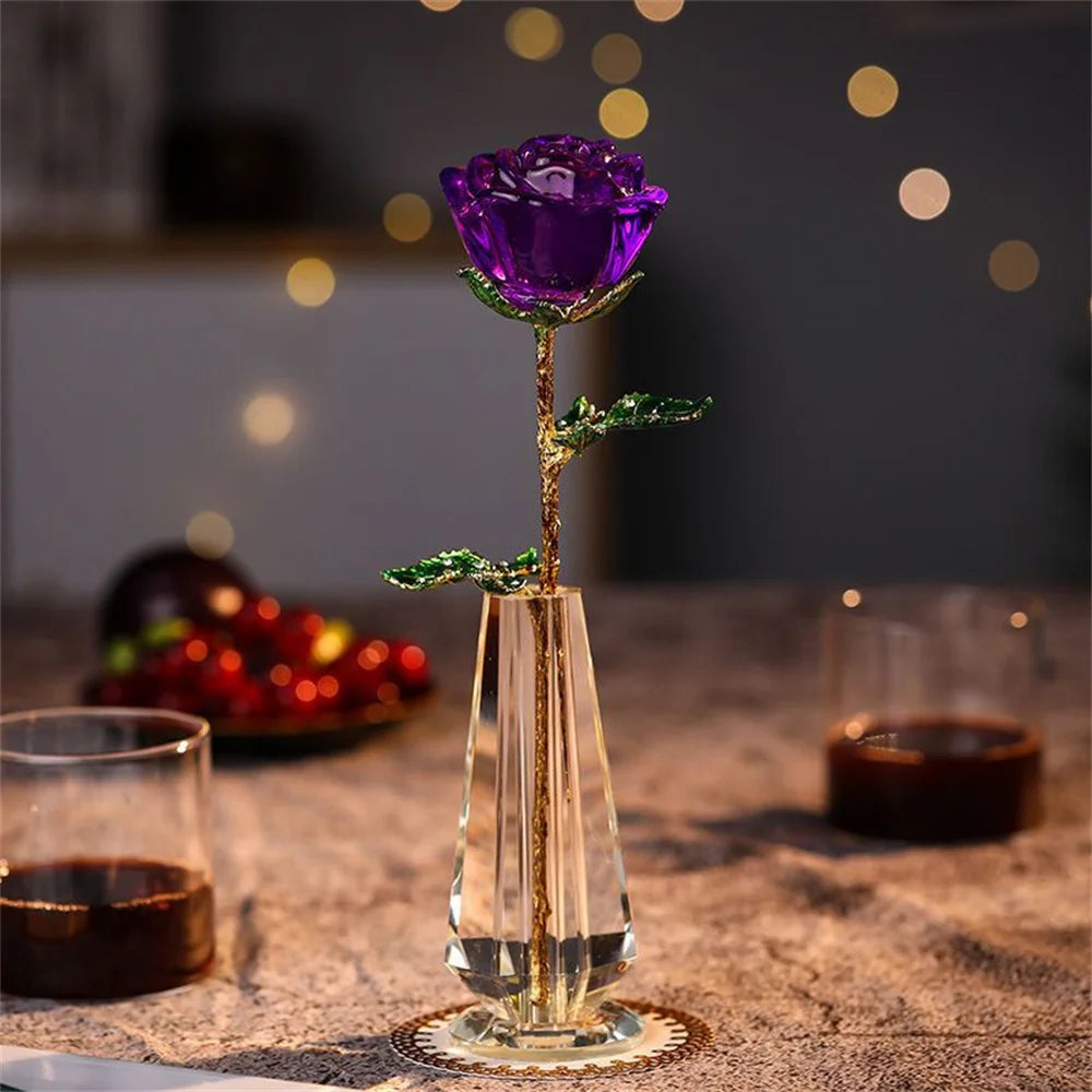 Valentines Day Gift Handcrafted Wedding Gifts Valentines Day Rose Transparent Crystal Glass Rose For Valentine's Day Girlfriend