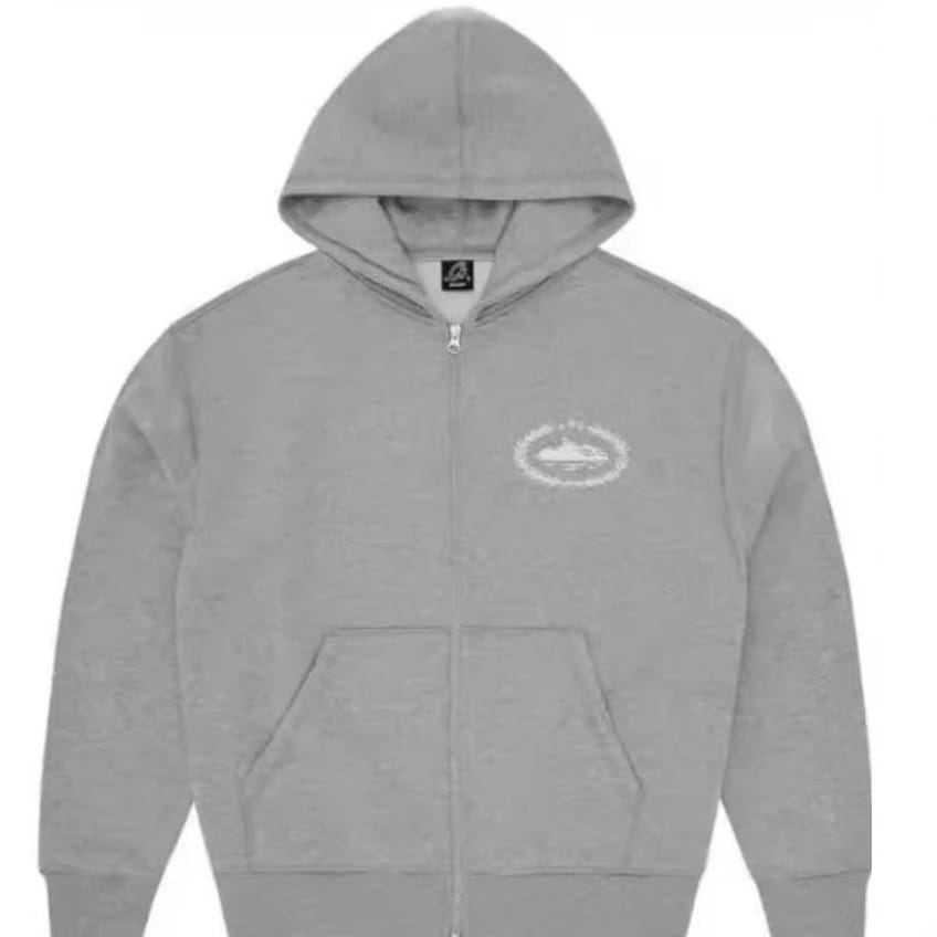 Homme Betawoo sweat à capuche zippé en polaire gris, avec un logo brodé blanc sur la poitrine et des poches avant.