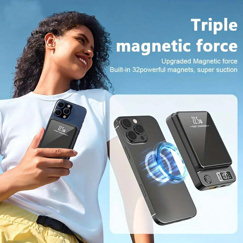 100000mAh Magnetic Powerbank Magnetic Power Bank Wireless Fast Charger For iPhone Backup Battery For Magsafe