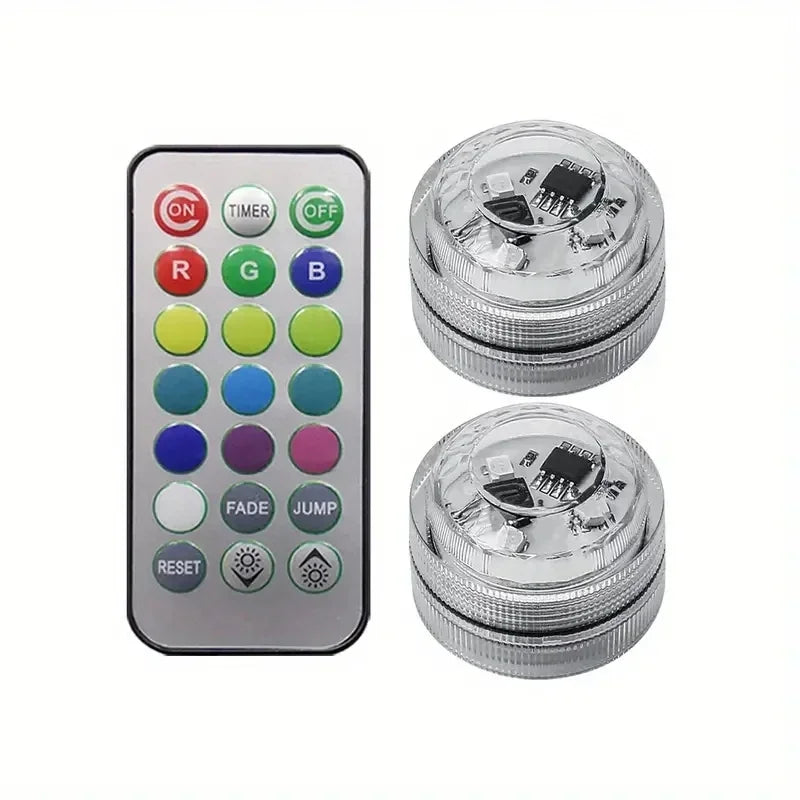 1/2/4/6/8/10 Submersible LED Lamp, RGB Waterproof Color-Changing Tea Lamp with Remote Control, Battery-Powered Mini Lamp