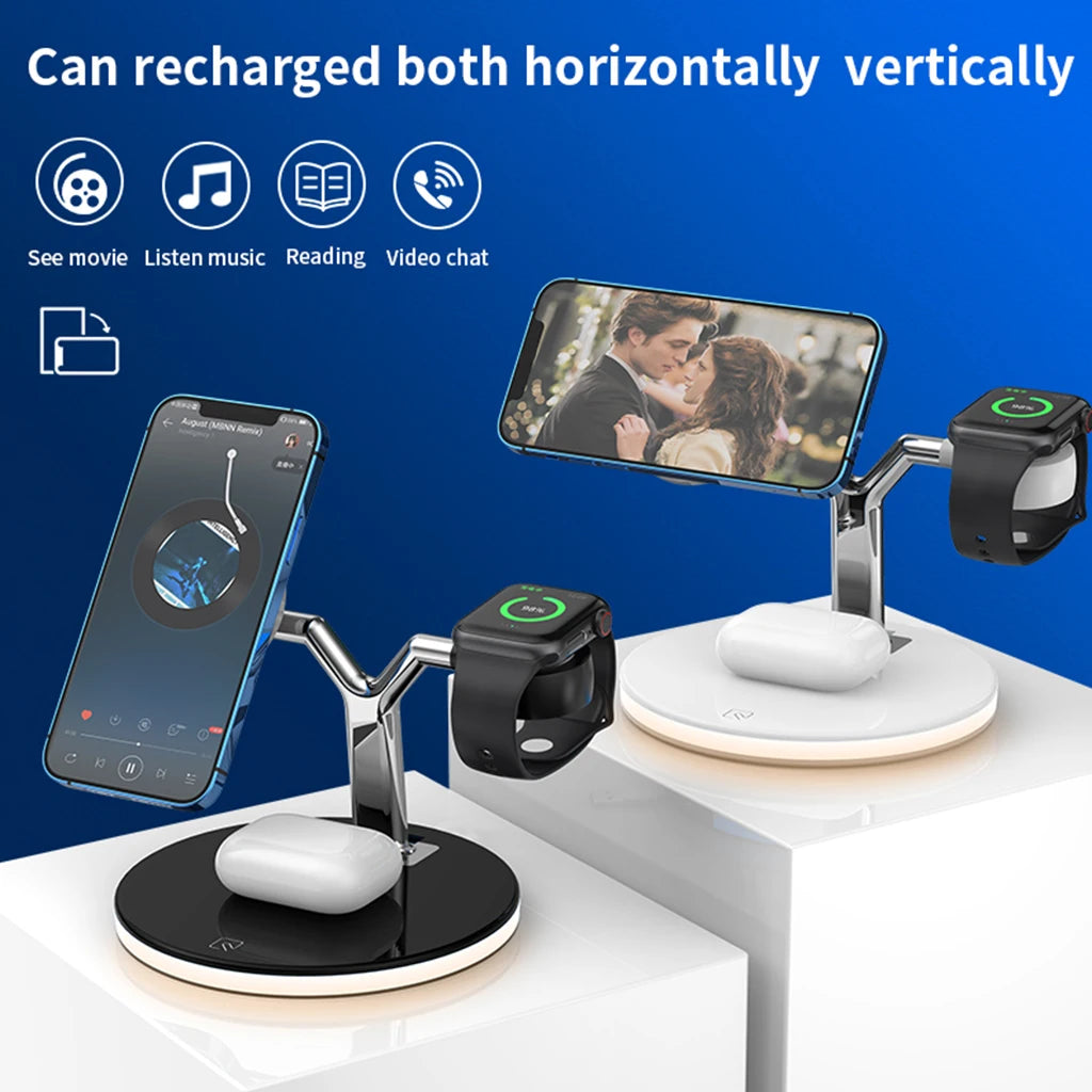 3 In 1 Magnetic Wireless Charger 15W Portable Fast Charging Pad for Phones Watch Earbuds