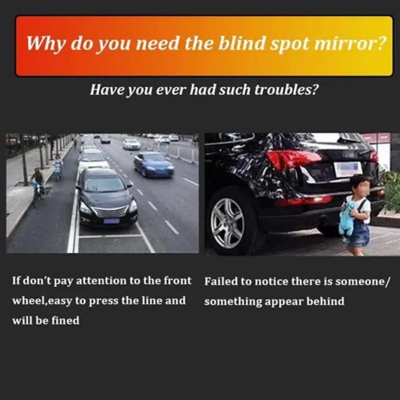 black suv with silver alloy wheels and rear spoiler showing the back side of car blind spot mirror featuring 360 rotation and adjustable design