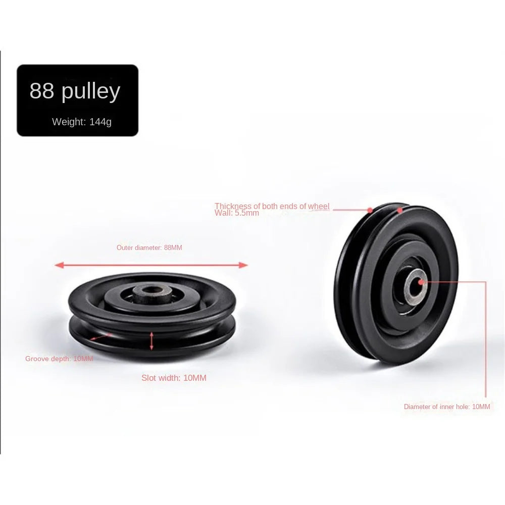 Fitness Equipment Parts Pulley Wheel Black Cable Machine Part Nylon Pulley Light Weight Good Wear Resistance Nylon Bearing