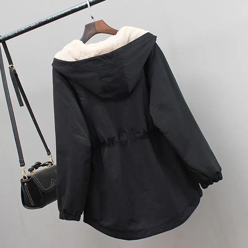 Women Winter Parkas Jacket 2024 New Add Velvet Thick Warm Outwear All-match Casual Short Loose Windbreaker Female Hooded Coat C