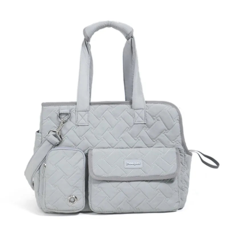 Portable Pet Carrier Bag for Outdoor WalkingBag Breathable Mesh Cat Travel Tote Bag Quilted Pet Handbag for Small Medium Cats