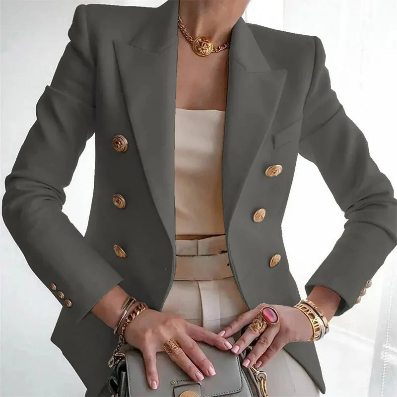 Women's European American Fashion Blazer Spring Autumn Elegant Temperament Ladies Suit Coat Professional Lady Short Outerwear