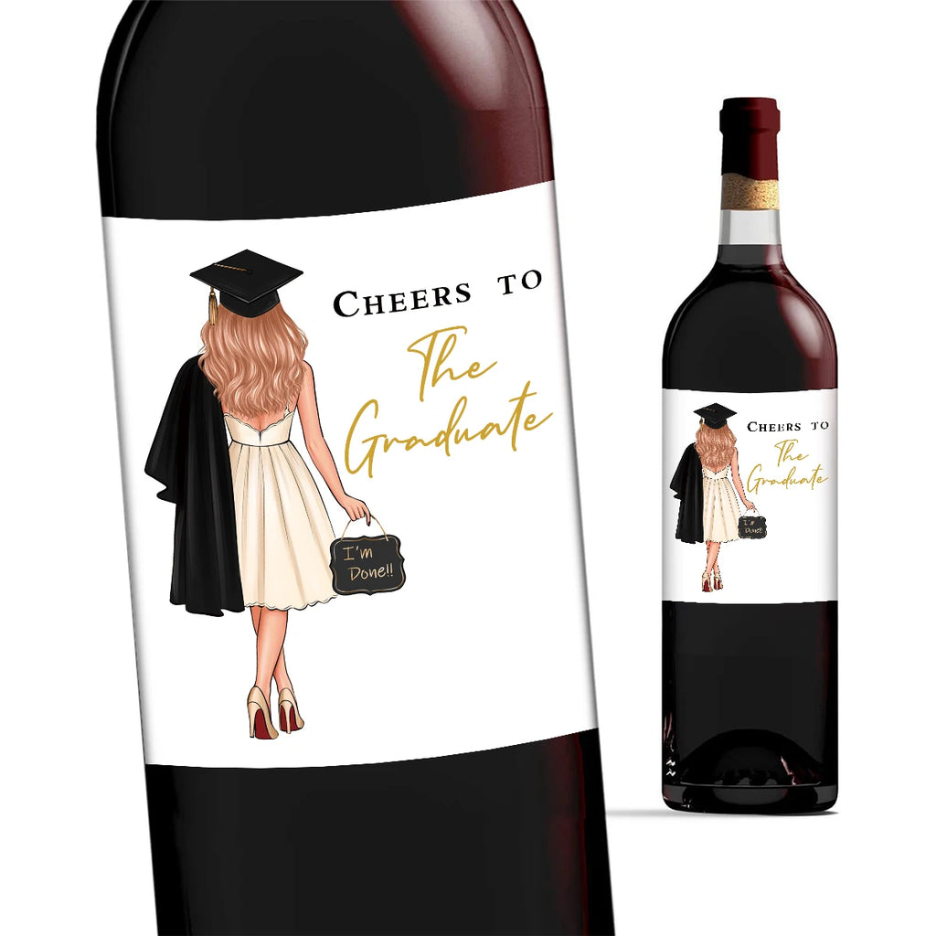 4pcs Graduation Wine Bottle Stickers,"Cheers To The Graduate""I'm Done!!",Decor Labels For High School&College Graduation Gifts