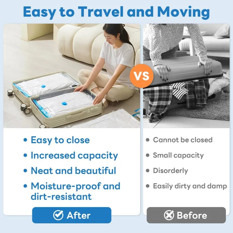 Vacuum Storage Bags, Space Saver Bags Compression for Comforters and Blankets, Sealer Clothes Travel Packing Organizer