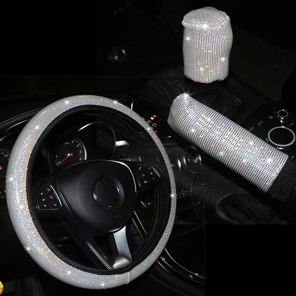 Car Universal 37/38cm Steering Wheel Cover Elastic Handle Cover Colorful Bronzing Diamond BlingBling Steering Wheel Accessories