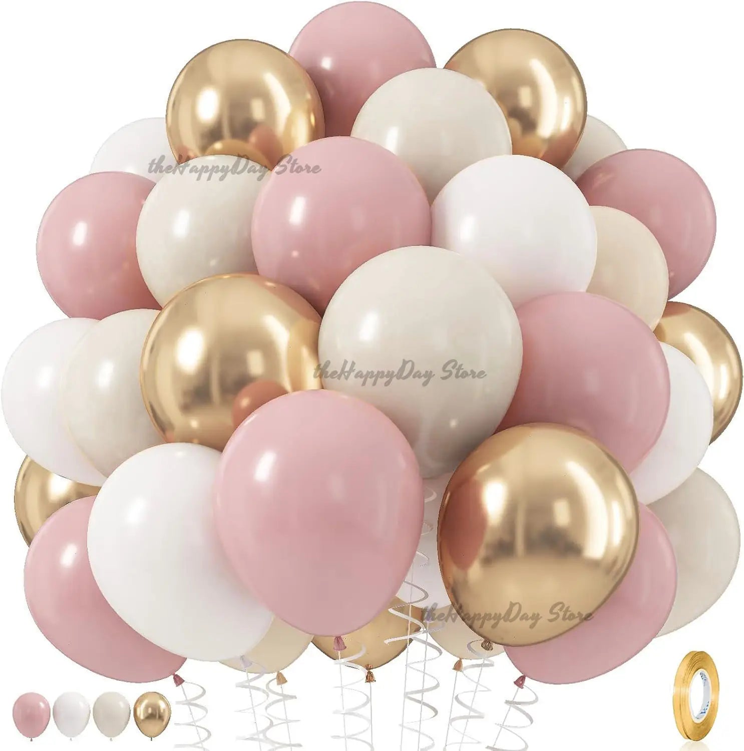 pancarte de bienvenue personnalisée pour baby shower ronde sur panneau KT, entourée d’un ensemble de ballons métalliques et mats aux teintes rose doré, blush, rose pâle, blanc et crème.