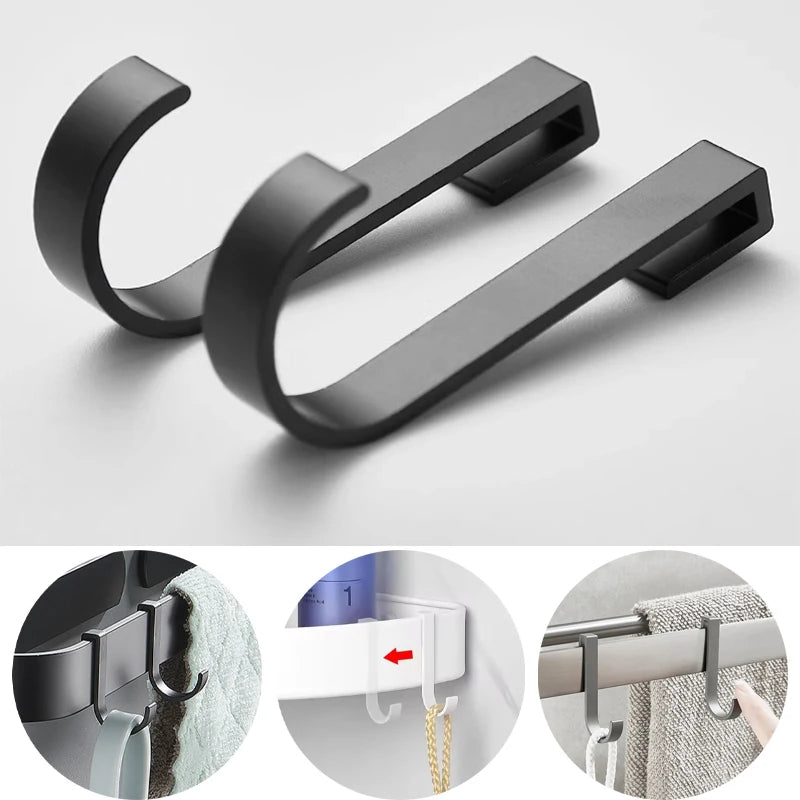 Bathroom Movable Hooks Kitchen Cabinet Door Back Hook Hanging Rack Clothes Coat Hat Towel Hanger Storage Shelf  Hook Accessories