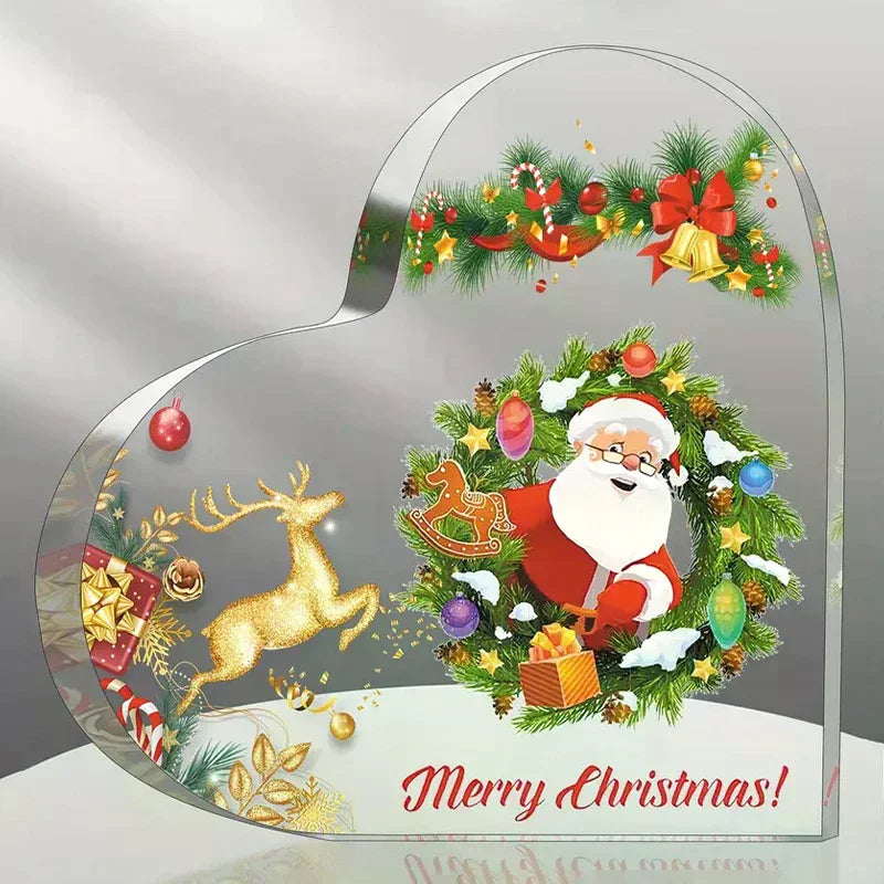 Christmas Atmosphere Heart Acrylic Ornament Desktop Decoration Transparent Stand