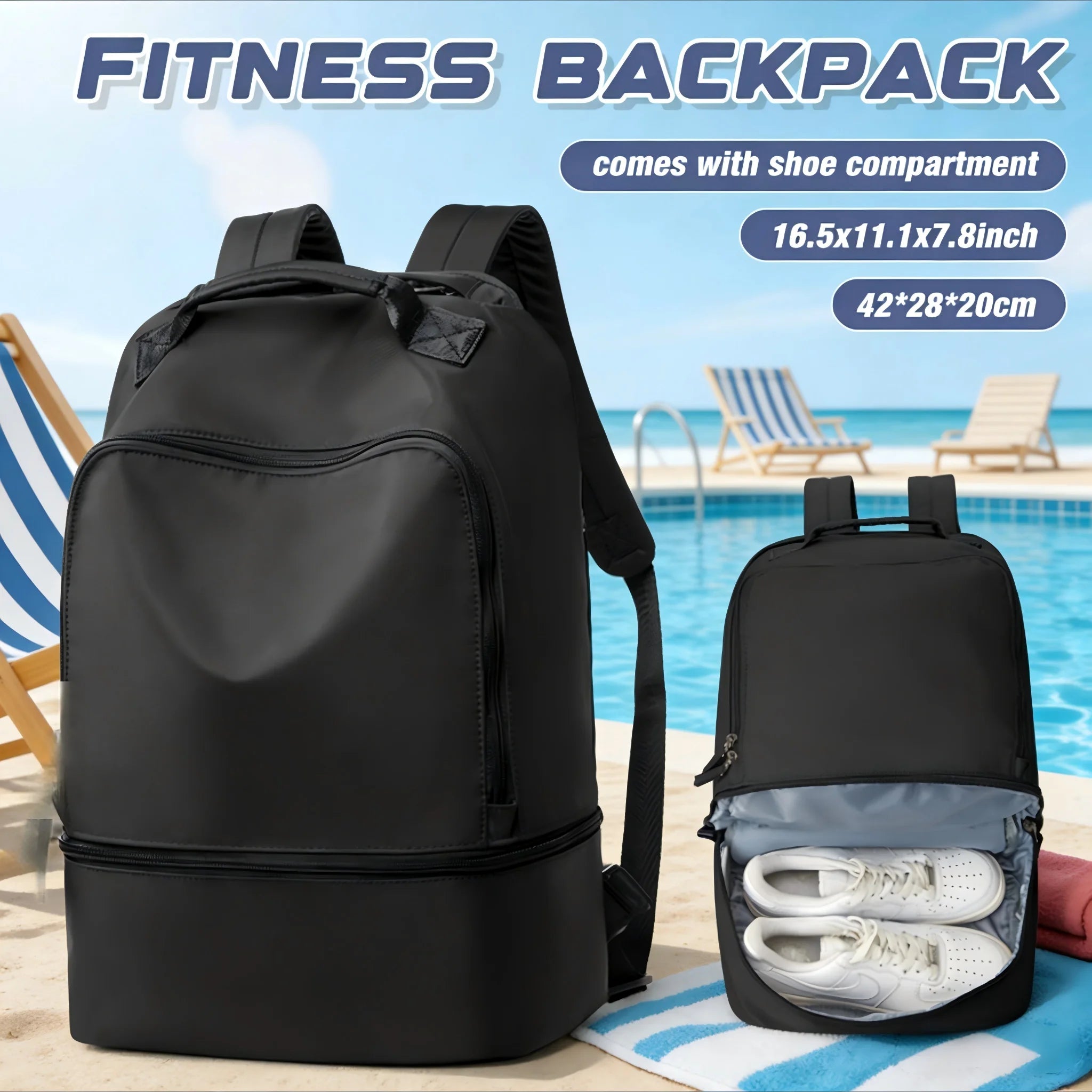 Gym Bag for Women，Personal Item Travel Bag With Shoe Compartment Travel Backpack for Women，Sports Backpack Ideal for Tennis，Swim