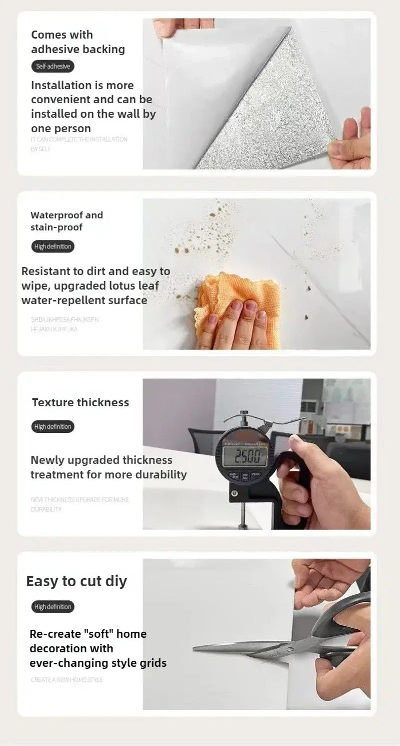 Pegatinas adhesivas plateadas con brillo, con superficie texturizada repelente al agua y fuerte respaldo adhesivo para paneles de mármol impermeables.