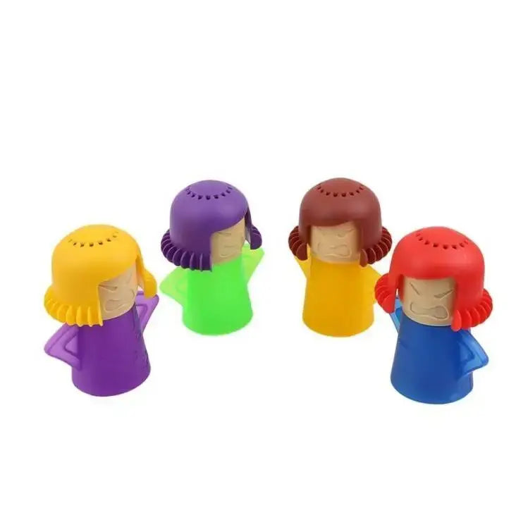 Figurines d’infuseur de thé en silicone colorées, au visage expressif et aux couleurs de cheveux distinctes, conçues comme accessoires pour le nettoyage à la vapeur pour micro-ondes destiné à la femme en colère.