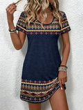 Ethnic Style Pattern 3D Printing Dresses For Women 2026 Fashion Summer Short Sleeve Loose A-Line Dress Casual Women's Clothing