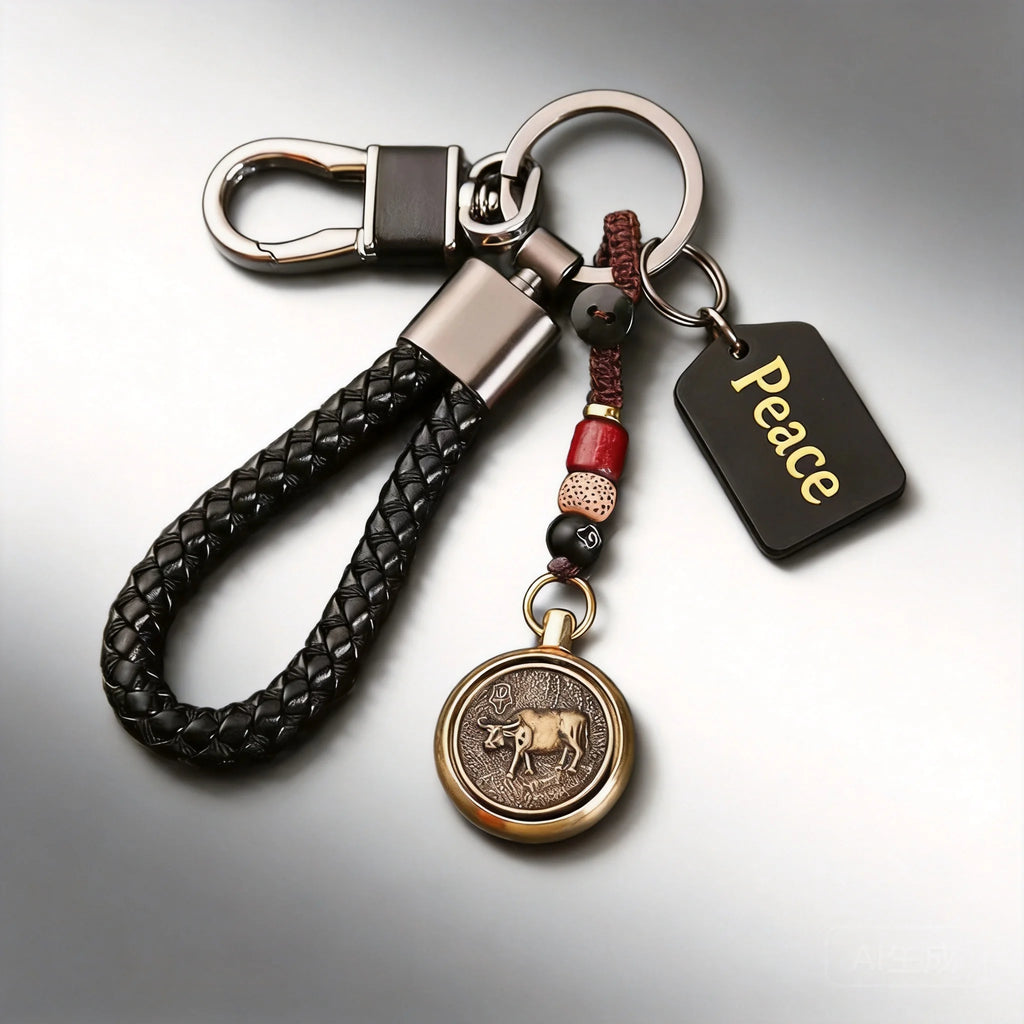 Key Chain Car Key Holder Anti Lost For Men Women Couple Chinese Zodiac Rotatable Lucky Pendant Braided Leather Lanyard 2026 Crea