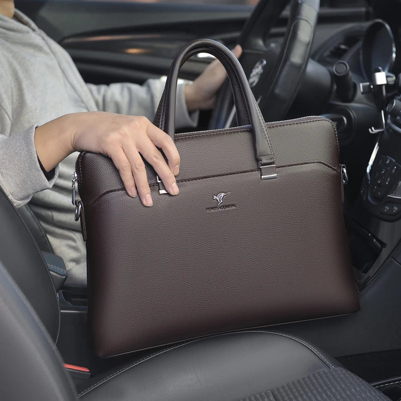 Brand Briefcases for Men Leather Executive Business Office 15.6 Inch Laptop Portfolio Large Bag Documents Men's Handbag Tote Bag