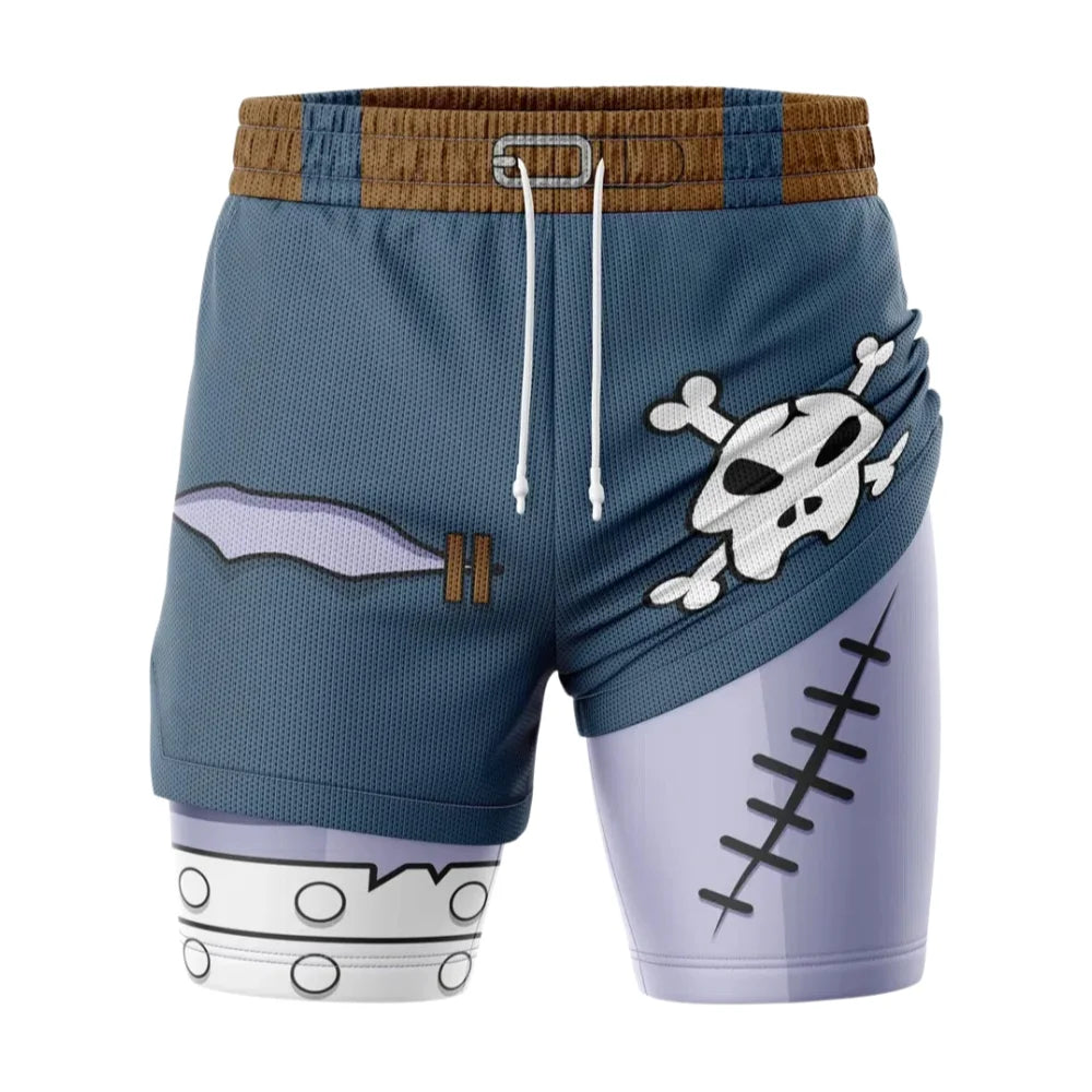 Bandai Weregarurumon Digimon Anime Unisex Double Layer 2-in-1 Performance Gym Shorts Summer Quick-dry Soft Comfy Lightweight