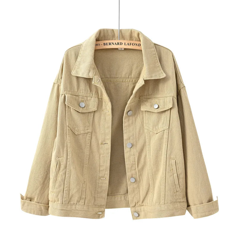 Women's Denim Jacket Spring Autumn Short Coat Pink Jean Jackets Casual Tops Purple Yellow White Loose Tops Lady Outerwear