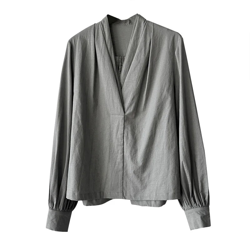 Women Casual White Color Blouses V-Neck Puff Sleeve Office Blouses Womens Tops And Blouses Fashion Shirts Blusas Roupa Feminina